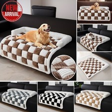Calming Dog Couch Bed Cozy Soft Plaid Washable Pet Mat Furniture Protector
