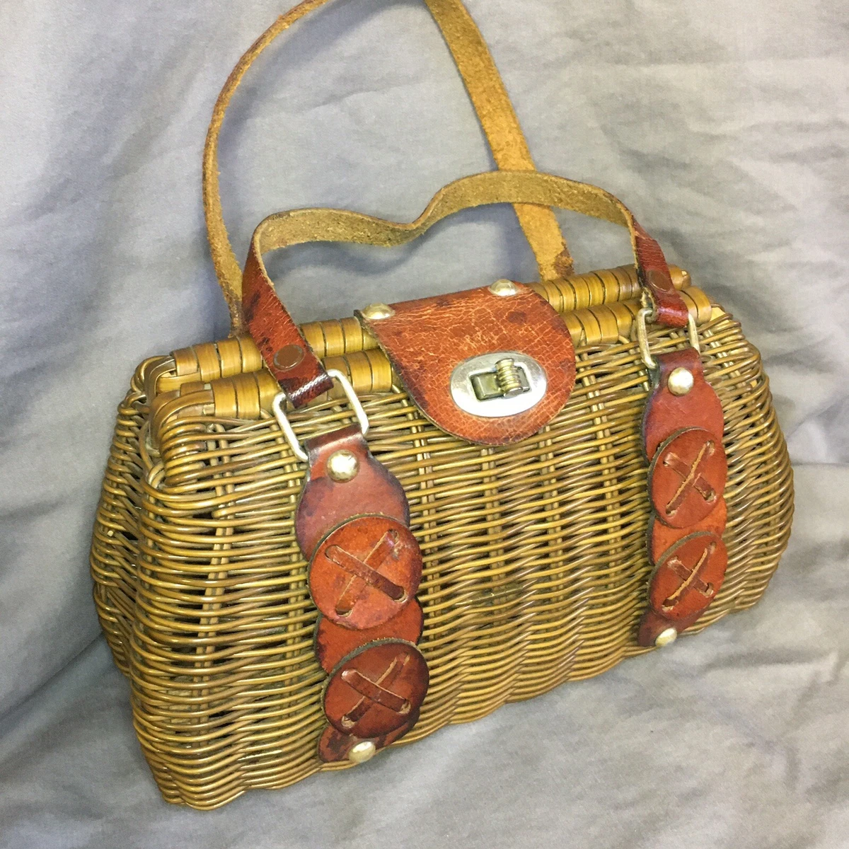 Brown wicker bag cheap