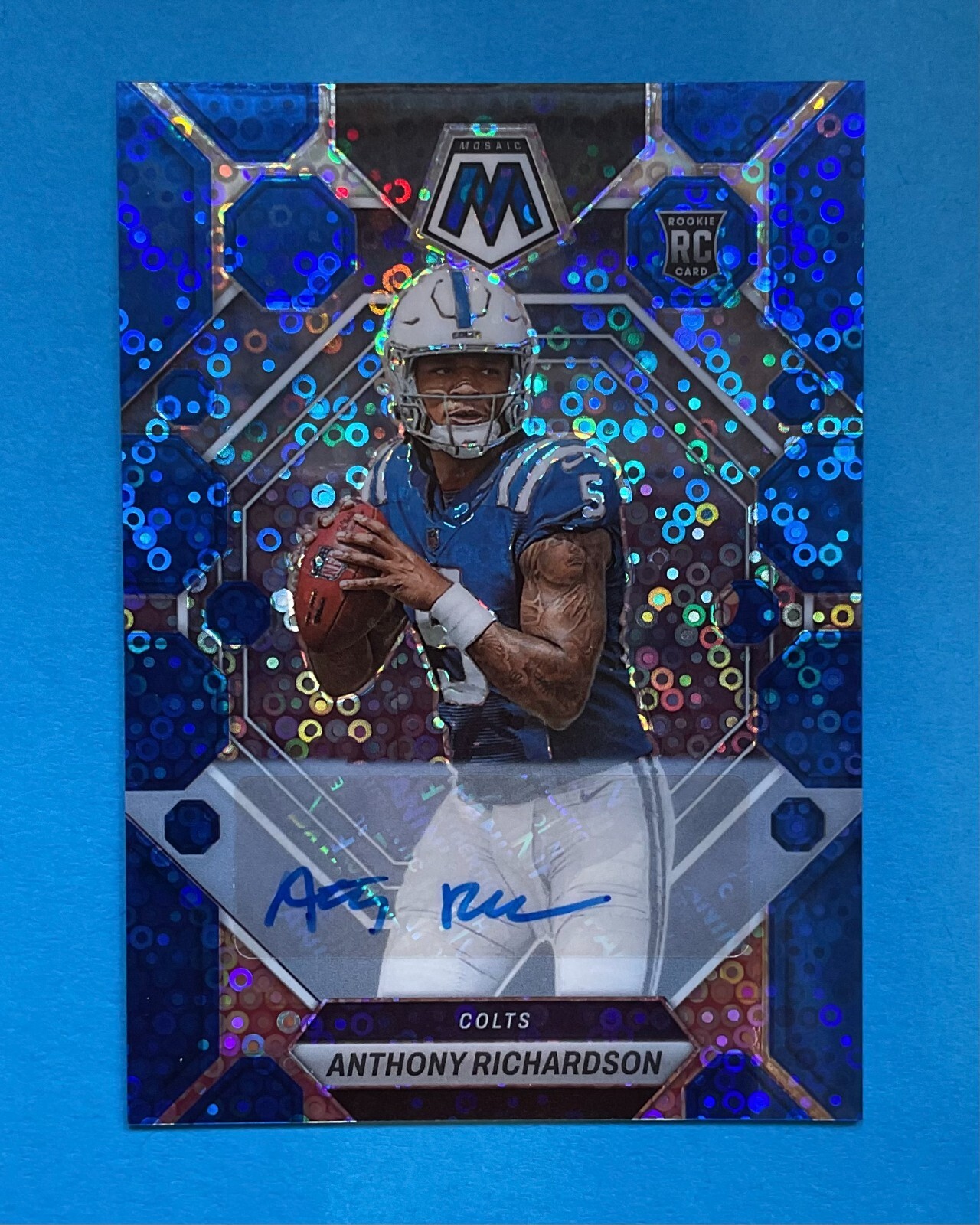 2023 Mosaic Football- Anthony Richardson Rookie/Auto #282 Blue Disco Prizm