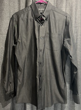 Eddie Bauer Slate Grey Shirt Mens S Long Sleeve Relaxed Fit Wrinkle Free Button