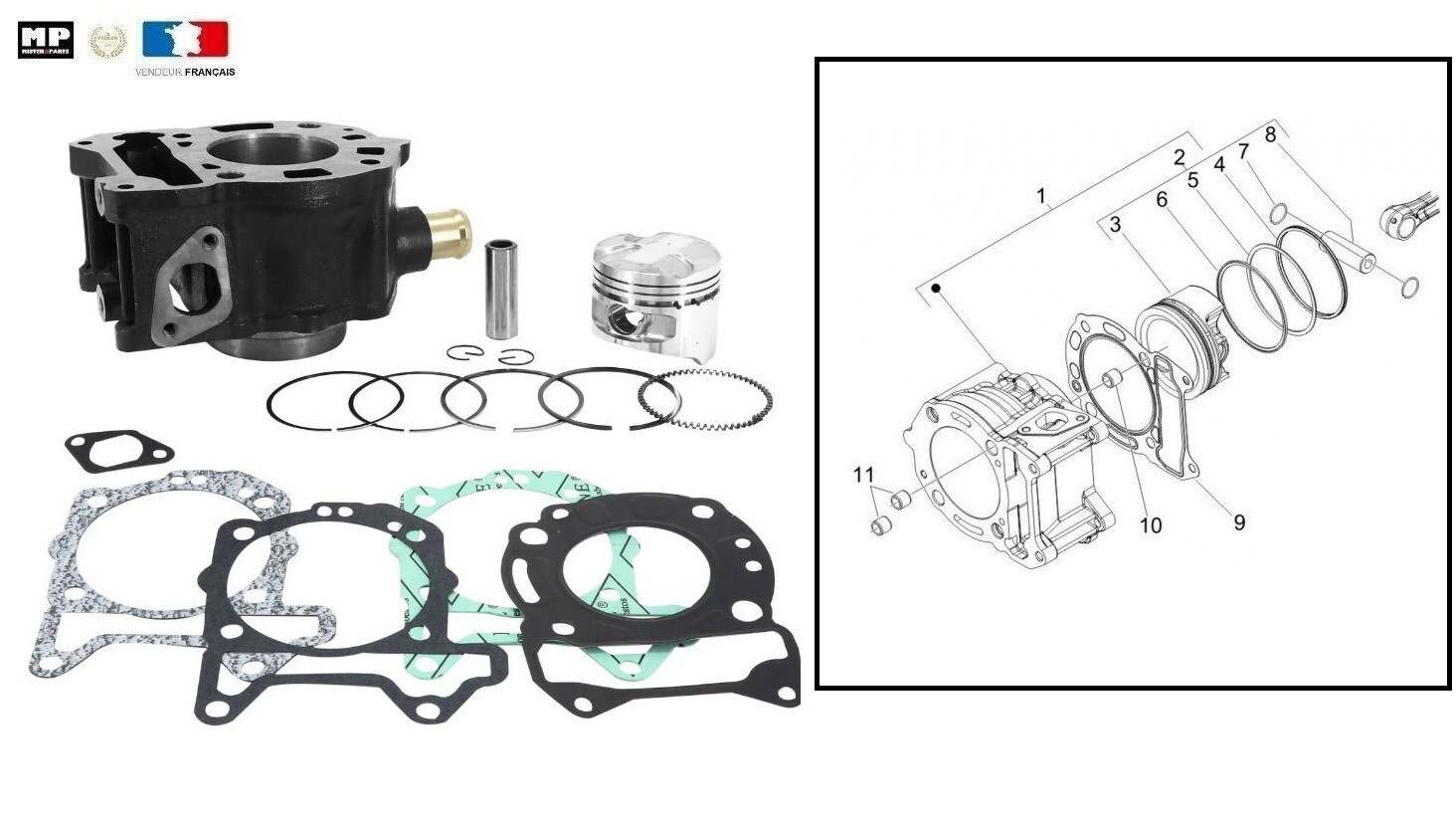 Kit cylindre fonte Vespa 125 GT L Granturismo M31100 2003 2004 2005 2006 2007
