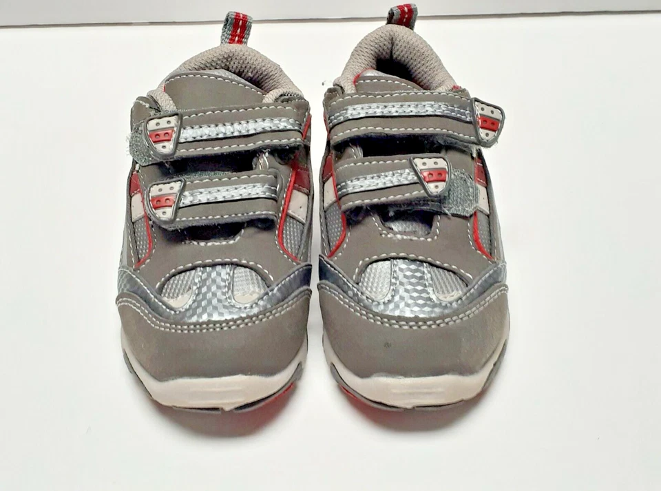 Jumping Beans Niños Zapatos Tenis Gris Rojo Niño Pequeño Talla 7 Foto 2 de 4