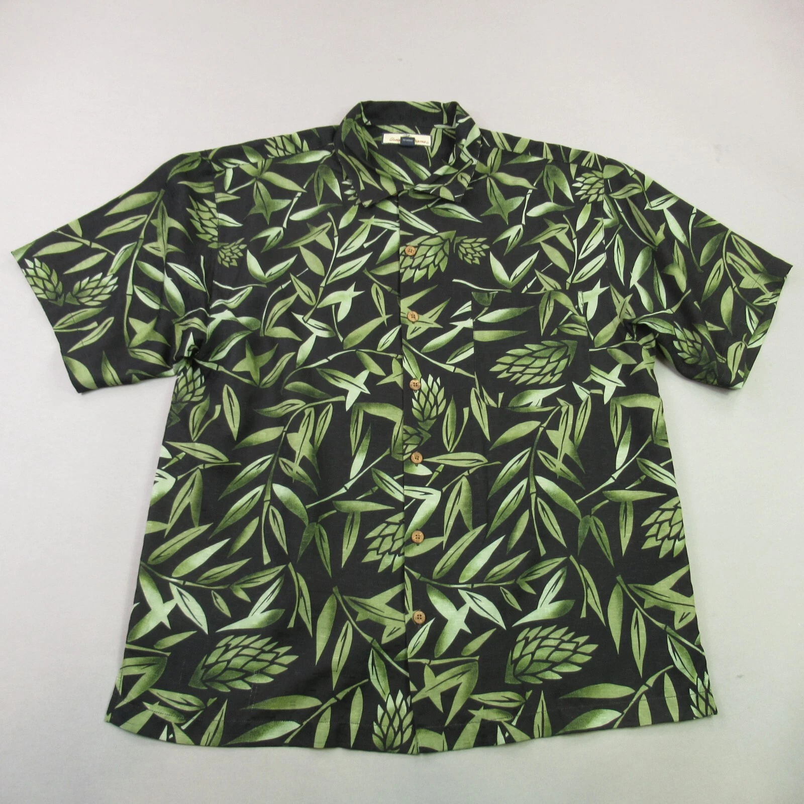 Tommy Bahama Shirt Mens Large Short Sleeve Pocket Button Front Floral Silk Beach