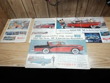 Lot (4) 1956 AMC Rambler 4-Door Hardtop SW Cross Country Ambassador Print Ads 