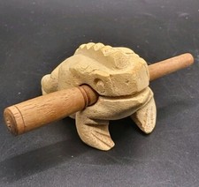 Hand Carved Wooden Frog Calling Guiro Percussion Musical Instrument