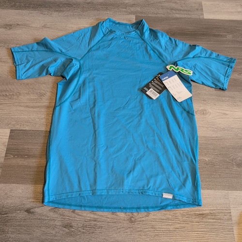 NEW NRS H2CORE Rash Guard Men's XXL Short Sleeve Blue Fjord Water Sports Fishing - Picture 2 of 6