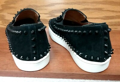 Christian Louboutin PIK BOAT 39 ブラック CHRISTIAN LOUBOUTIN - PIK BOAT FLAT - Black Suede SPIKED Fashion