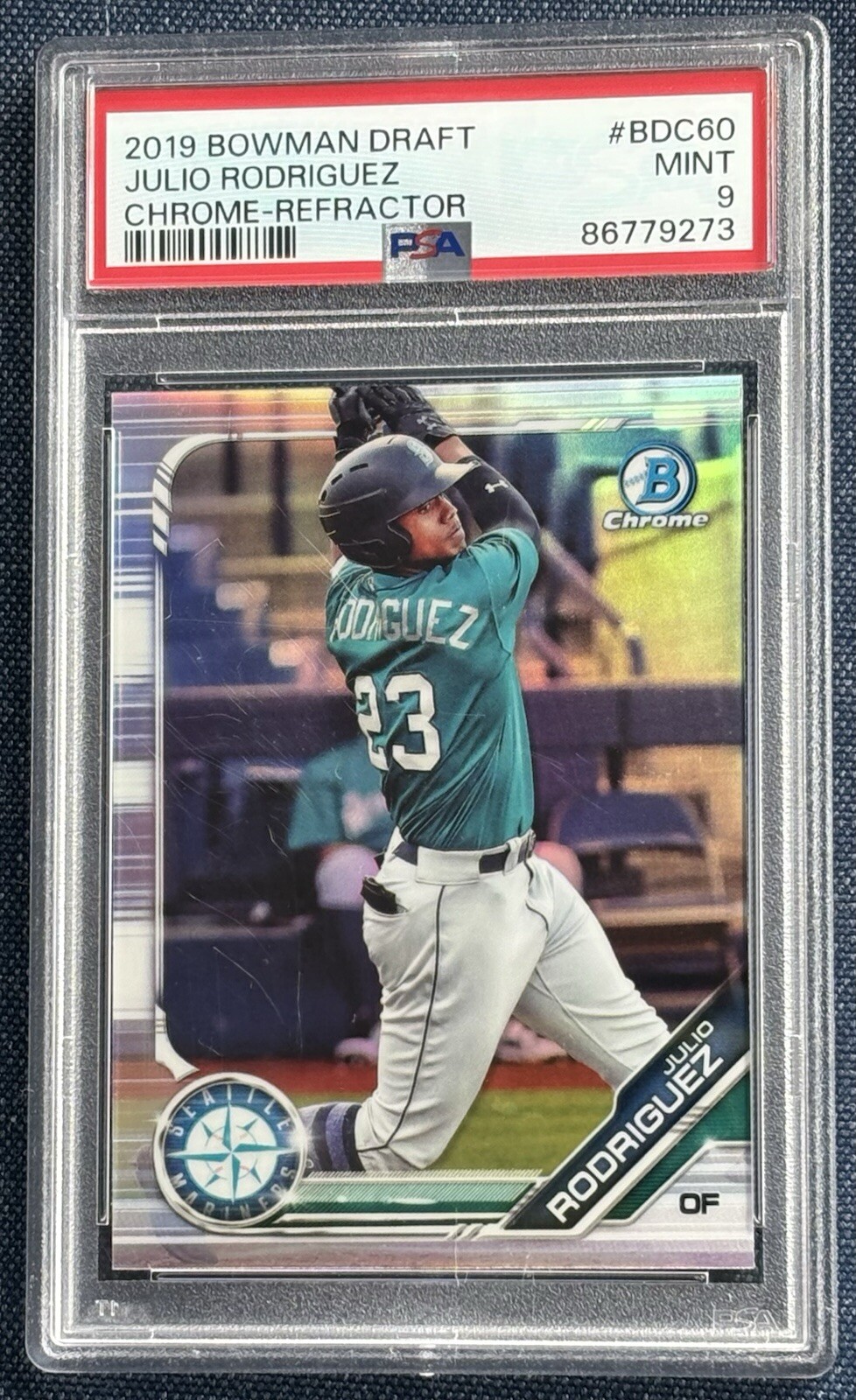 JULIO RODRIGUEZ 2019 BOWMAN CHROME REFRACTOR 60 PSA 9 Mariners MINT