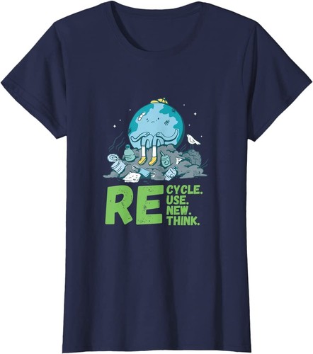 Recycle Reuse Renew Rethink Earth Day 2023 Activism Ladies' Crewneck T ...