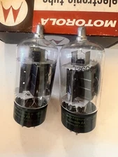 Matched Pair NOS 12GC6 Power Vacuum Tubes Motorola Black Plate Side Getters