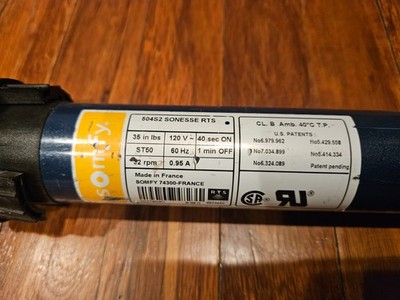 Somfy 504S2 Sonesse RTS Roller Shade Motor Crown & Drive included