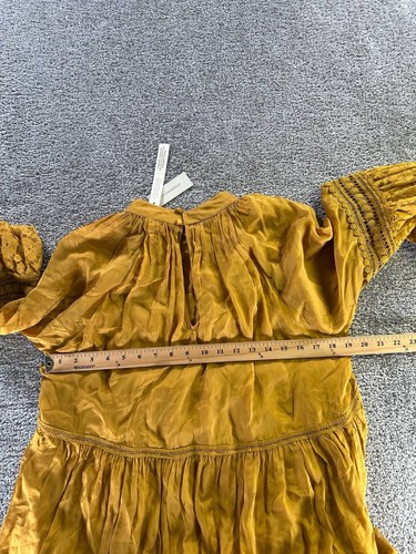 Atsu Dress Womens Large Yellow Blouson Ruffle Midi New - Picture 6 of 11