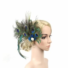 Handmade Peacock Feather Fascinator Clip Women Hat Bridal Wedding Headwear