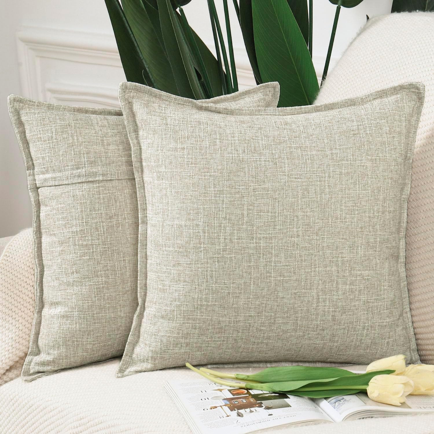 2 Copricuscini Lino Morbido Stile Lusso: Rinnova il Tuo Comfort Casa