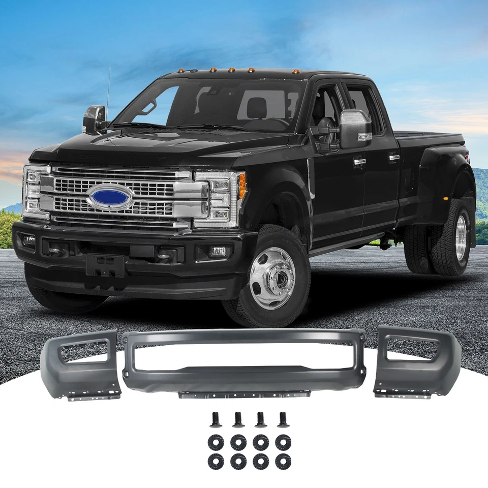 Black Front Bumper Face Bar For 2017-2019 Ford F250 F350 Super Duty W/ Fog Holes Foto 4 de 4