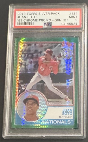 2018 Topps Update Juan Soto Silver Pack Mojo Green Refractor RC /99 PSA 9