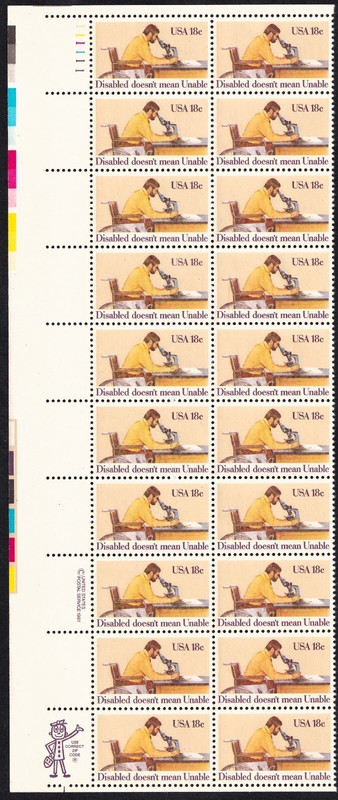 Disabled doesn't mean Unable - plate block of 20 #1925