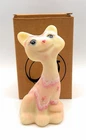 Rare Fenton Burmese Pink Glass FAGCA Happy Cat 6” / 100 Year Anniversary / GLOWS