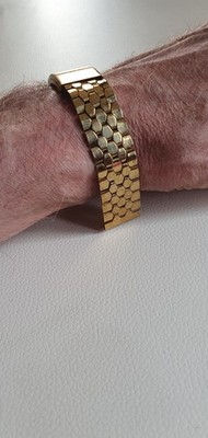 NOS Vintage Soviet Watch Band 18mm Gold Tone Honeycomb Mesh Bracelet USSR 1992