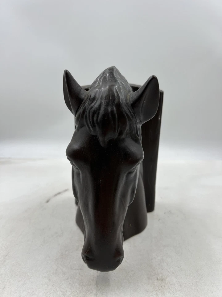 Винтажная скульптура лошадиная голова конный декор из смолы высота 8 дюймов классическое искусство - Изображение 4 из 4