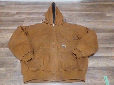 Vintage Rustic Ridge Carhartt Style Canvas Quilted Hooded Workwear Jacket Large