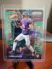 2025 Panini Prizm Fireworks Lamar Jackson #22 Green Ice Prizm