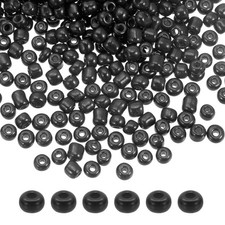 Glass Beads 4mm Hole Loose Beads for Bracelet Earring Making Black