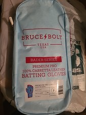 Bruce Bolt Bader Series Batting Gloves Youth LARGE baby blue Premium Long Cuff