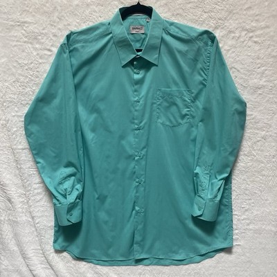 Gianfranco Italy Solid Teal Cotton Dress Shirt Size XL