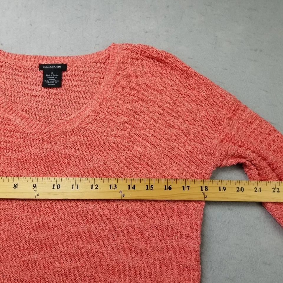 Suéter Calvin Klein Mujer Talla M Naranja Cuello en V Manga Larga Tejido Foto 4 de 4