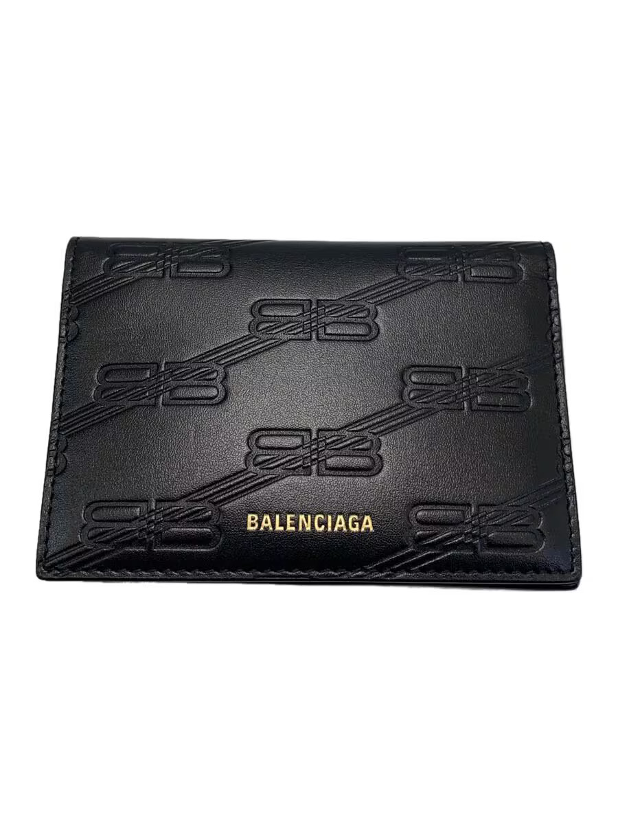 BALENCIAGA Card Case Leather BLK Men's 722476