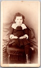 Antique CDV Circa 1870s Cute Young Girl In Dress Unmarked