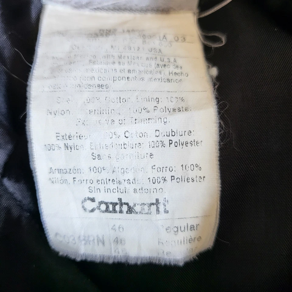 Vtg Carhartt Mens C03-BRN Chore Coat Canvas Quilted Lined Barn Coat Size 46 Read - Image 3 of 4