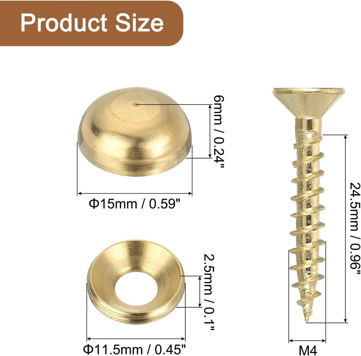 uxcell 16Pcs Brass Decorative Screws with Caps, 15 mm Mirror Screws Cap Cover Nails Fasteners for Decorative Mirror Furniture, Bronze Color, Tacks uxcell 16Pcs Brass Decorative Screws with Caps, 15 mm Mirror Screws Cap Cover Nails Fasteners for Decorative Mirror Furniture, Bronze Color, Tacks