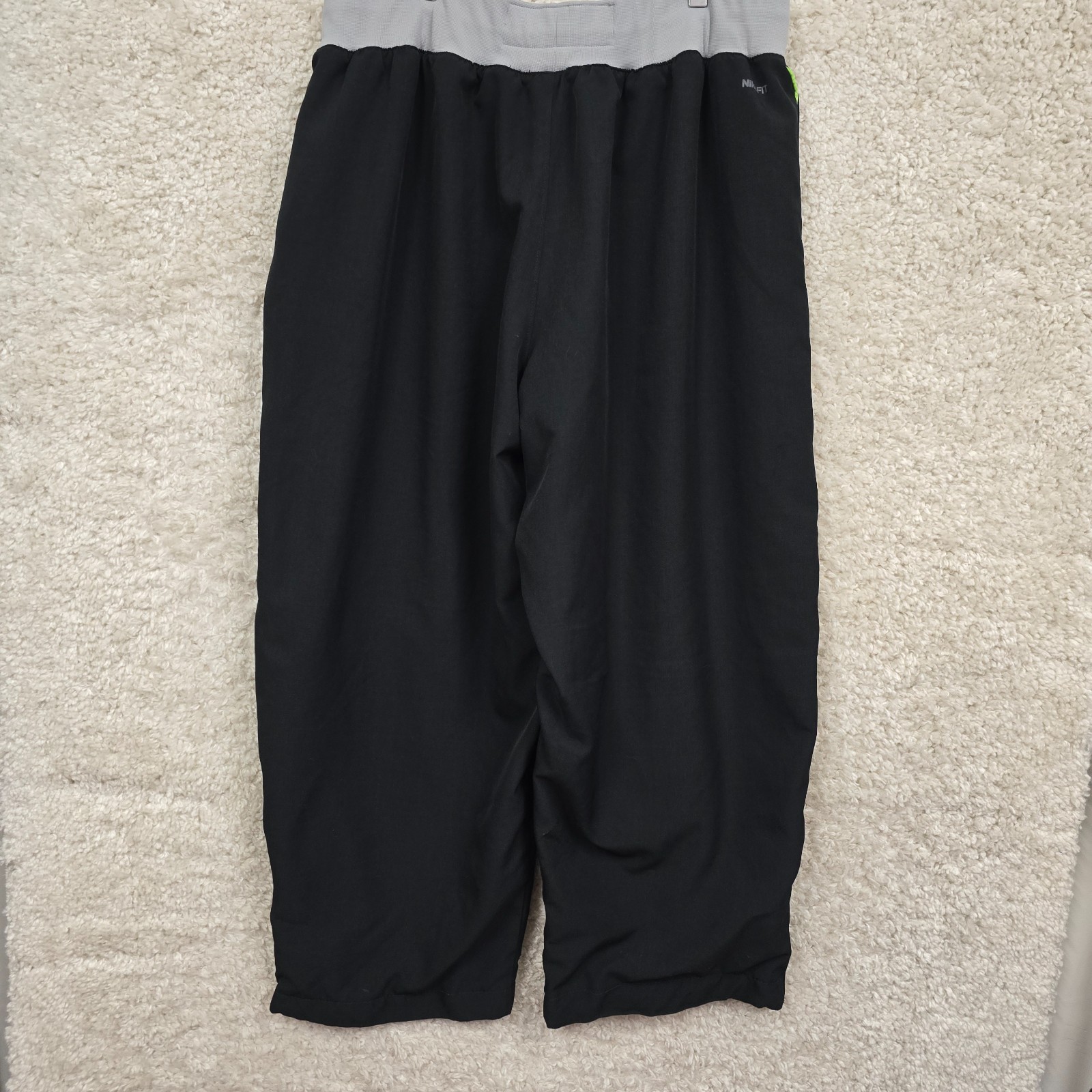 Nike Basketball Pants Men's 3XL Black Neon Green Stripe Ankle Zip Training thumbnail 5