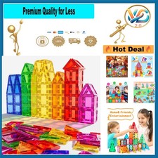 Magnetic Tiles Building Blocks for Kids 3-8 Old, Educational STEM Toy Set, C...