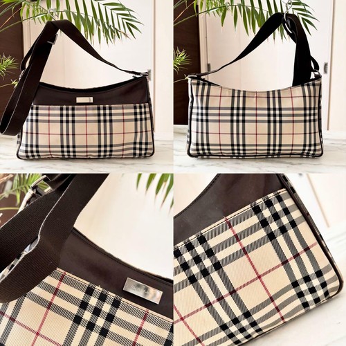 BURBERRY Nova Check Leder Schultertasche Canvas Braun Crossbody Bag - Bild 14 von 24