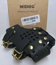 Midog Handmade Leather Dog Basket Muzzle Adjustable Medium Large Bulldog