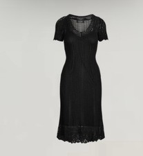 Ralph Lauren Black Pointelle Short Sleeve Dress Size XS MSRP $225 NWT