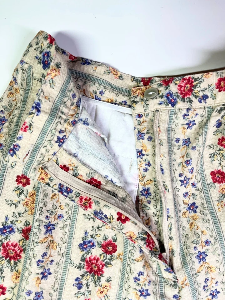 Pantalones Cortos Vintage Talbots Talla 8 27" Cintura Mezcla Lino Plisado-Frente Foto 3 de 4