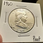 1960 Proof Franklin Half Dollar 90% Silver With Toning Spots