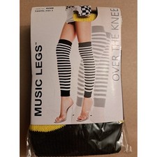 Music Legs 4249 Yellow Black Striped Over The Knee Leg Warmers One Size NIP