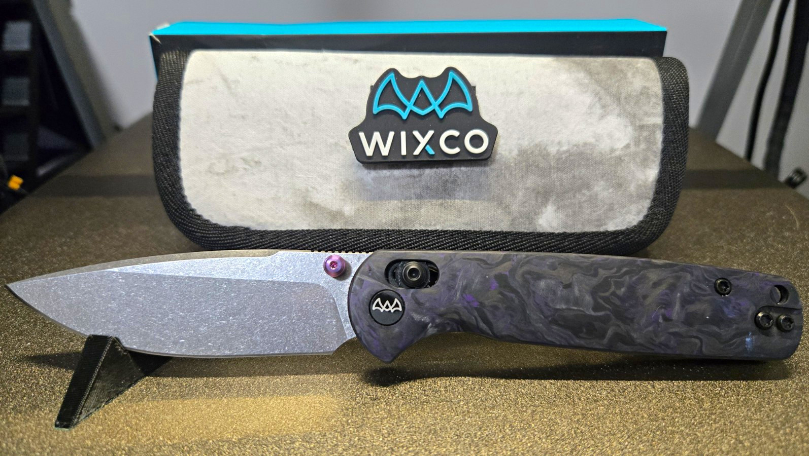 WIXCO Drax II Shredded Purple Carbon Fiber Handle SS Drop Point