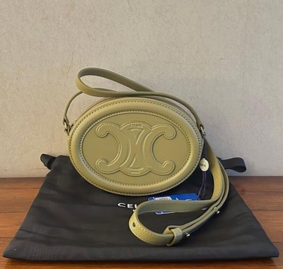 Celine Triomphe Oval Round Crossbody Bag Matcha Green Calfskin [Duties Paid]