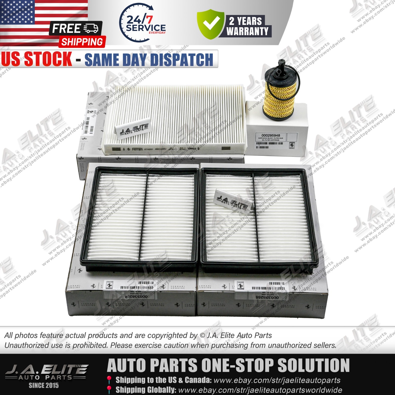 4pcs Oil & Air Filter for Ferrari Portofino Roma 338255, 819887, 295948