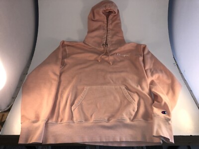 Champion Hoodie Sweatshirt Apricot Peach Size M Spellout RARE Color