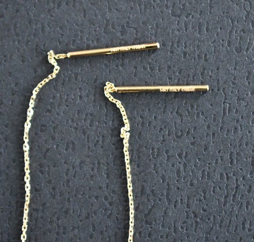 NEW GOLDEN CLEF Italy 14K YELLOW GOLD Chain DROP DANGLE Threader Earrings - Picture 10 of 12