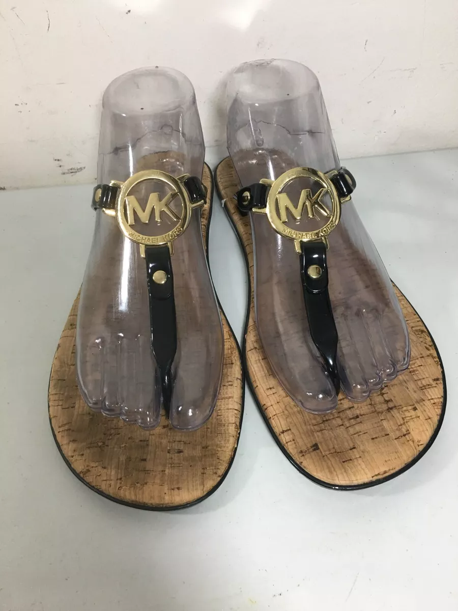 Michael Kors logo Black Patent leather Flip Flops Size Women s sz 9