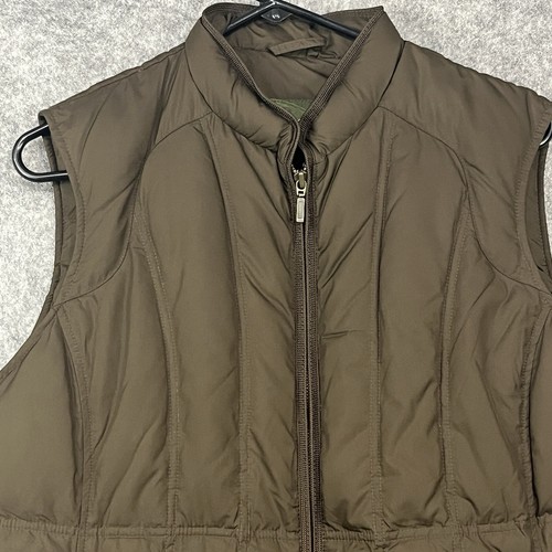 Eddie Bauer Womens Vest Large Brown Goose Down Outdoors Puffer Snap Warm - Picture 2 of 13