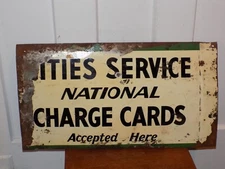 Vintage Cities Service National Charge Card Metal Flange Sign